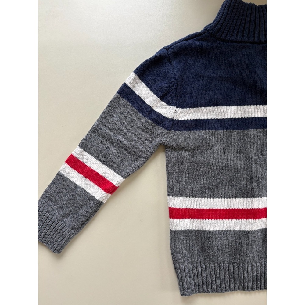 IZOD‎ Sweater Pullover 1/4 Zip Boys XS (4/5) Blue Gray Red White Logo Preppy - Picture 6 of 7
